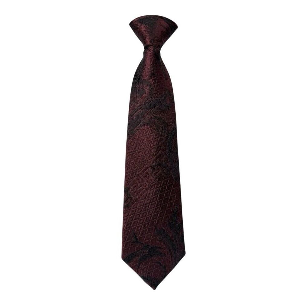 GIANNI VERSACE Men's 100% Silk Necktie Luxury Designer Burgundy Italy 62Lx3-6/8W